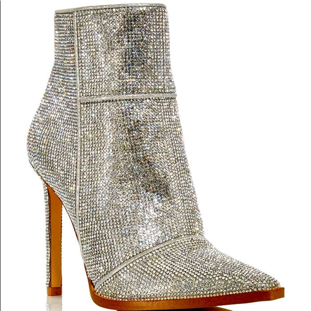 AQUA Women's Valry Snip Toe Rhinestone High Heel Booties